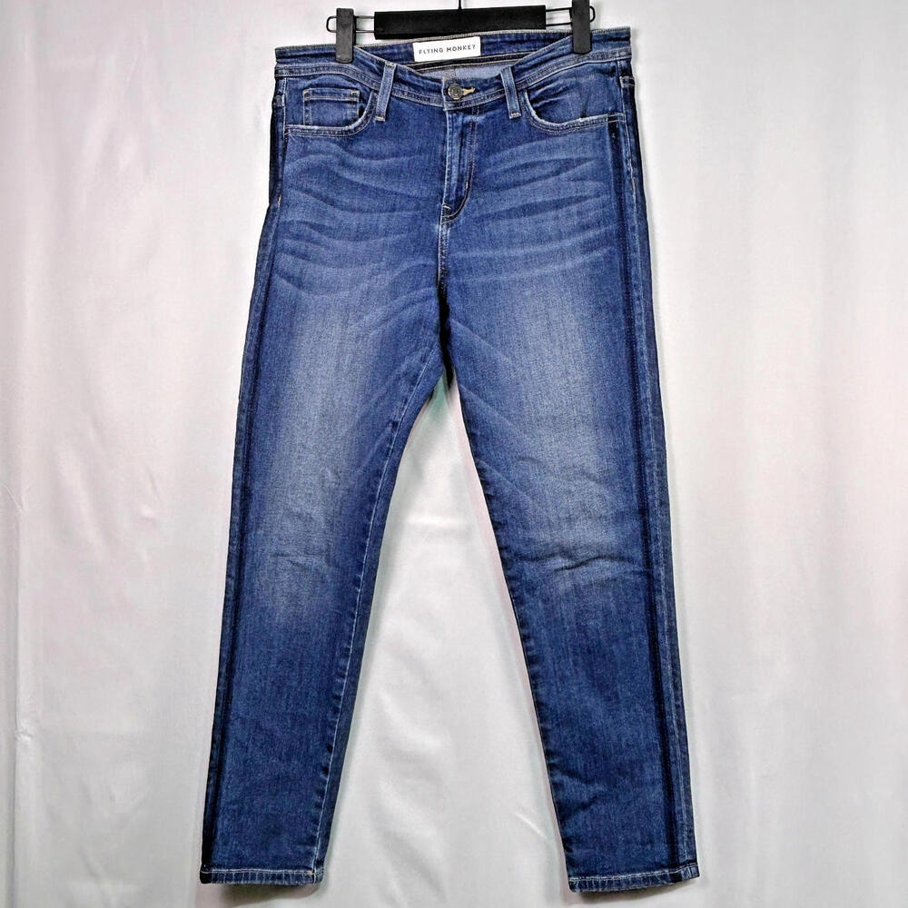 Flying Monkey Women 29 Blue Skinny Jeans Mid Rise Stretch Ankle Length Denim